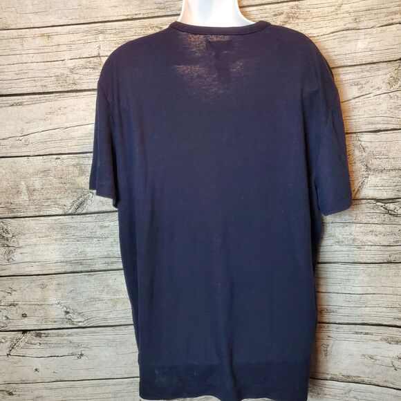 Banana Republic Linen Blend Dark Navy Short Sleeve Shirt 3/4 Front Button Sz XL - Picture 3 of 8